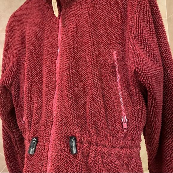 Woolrich maroon fleece full zip lined jacket Size S - Picture 6 of 10
